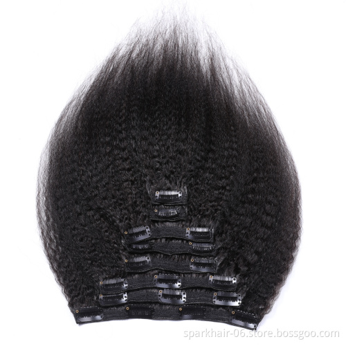 SPARK 100% Russian Human Remy Hair Clip ins Wholesale Invisible Seamless Clip in Hair Extension Human Hair